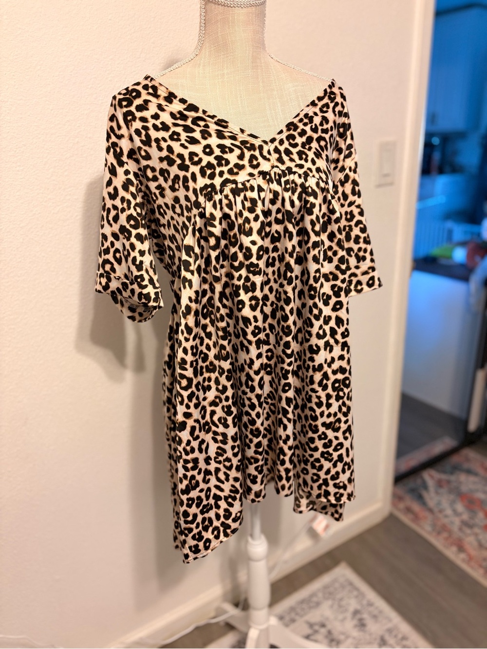 By Together Leopard Print Swing Dress - Black & Cream dress with pockets